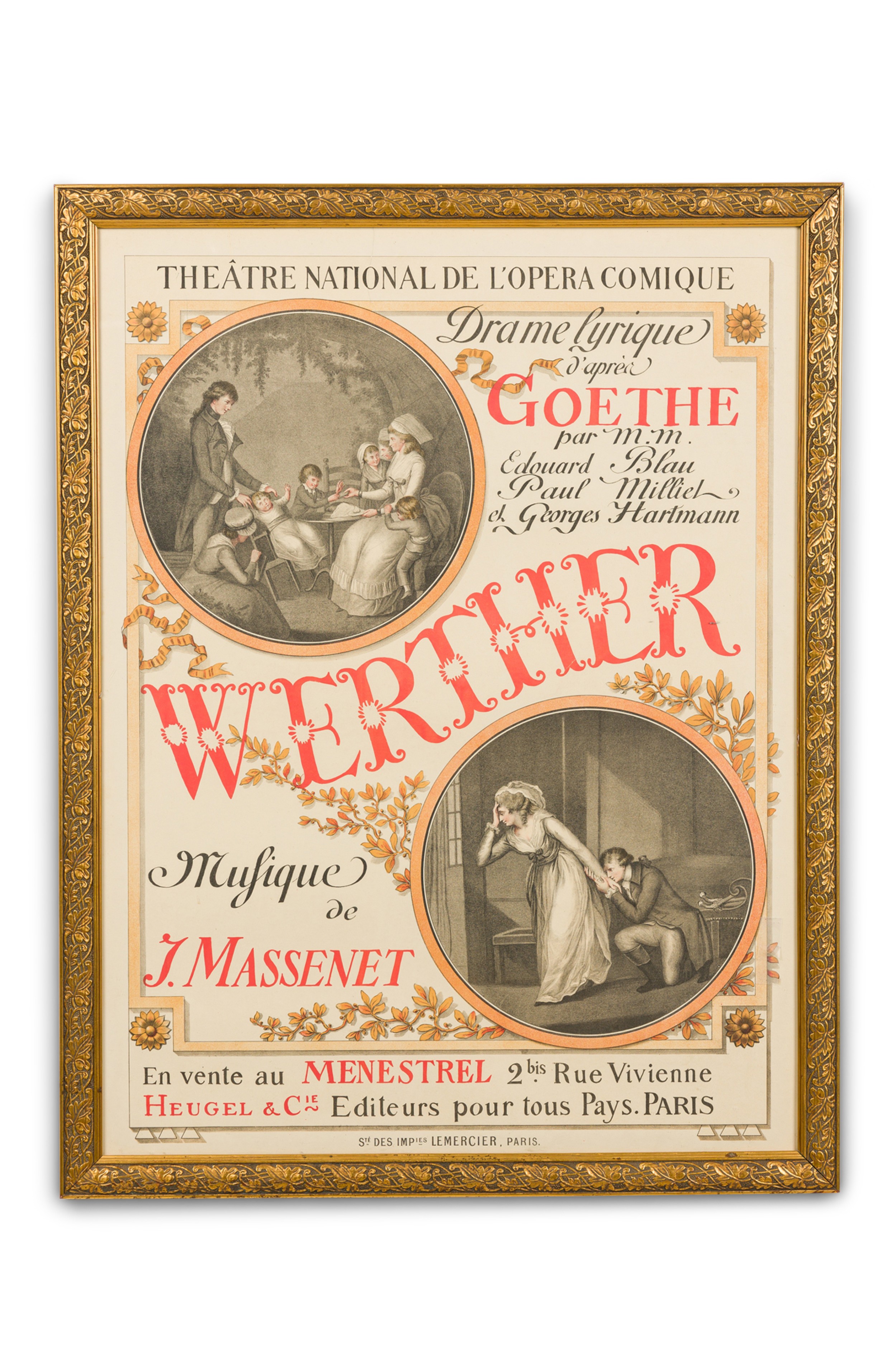 French victorian jules massenet poster for "werther" poster 